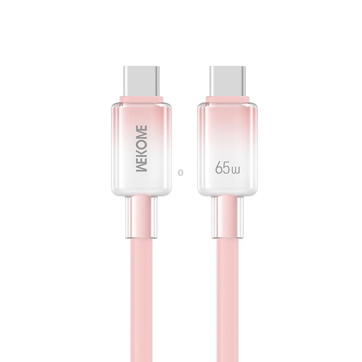 WK WDC-C11 QIN Series 1m 65W Type-C to Type-C Magnetic Silicone Fast Charging Data Cable(Pink)