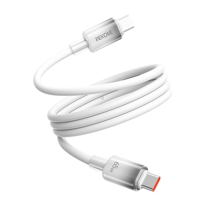 WK WDC-C11 QIN Series 1m 65W Type-C to Type-C Magnetic Silicone Fast Charging Data Cable(White)