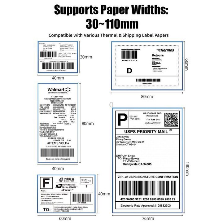POS-9260 Thermal Label & Barcode Printer with Stand, Plug:UK Plug(White)