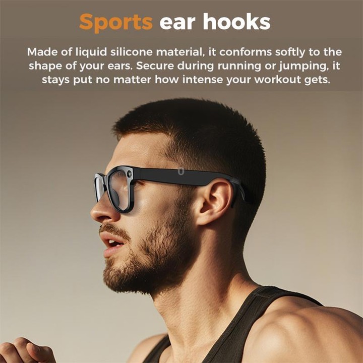 M02 Ultra 8MP Camera AI Smart Glasses Photochromic Lenses with Black Charging Case(Black)