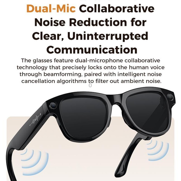 M02 Ultra 8MP Camera AI Smart Glasses Photochromic Lenses with Black Charging Case(Black)