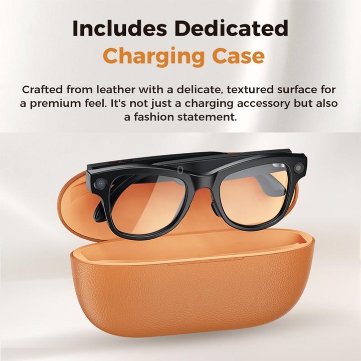 M02 Ultra 8MP Camera AI Smart Glasses Photochromic Lenses with Black Charging Case(Beige)