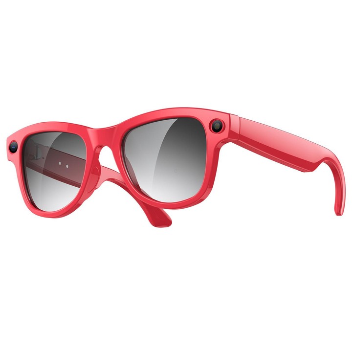 M02 Ultra 8MP Camera AI Smart Glasses Photochromic Lenses with Brown Charging Case(Red)