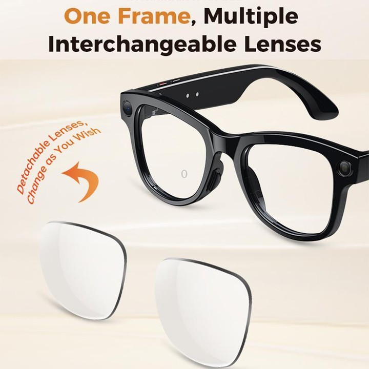 M02 Ultra 8MP Camera AI Smart Glasses Photochromic Lenses with Brown Charging Case(Red)