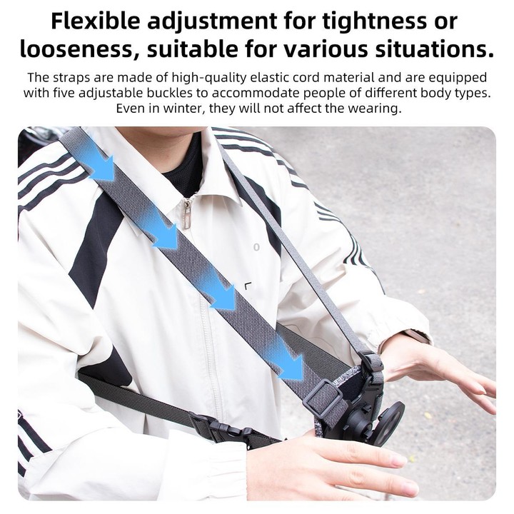 6 in 1 Magnetic Base Vest-style Photography Chest Strap Body Mount Belt with Mount & Screw