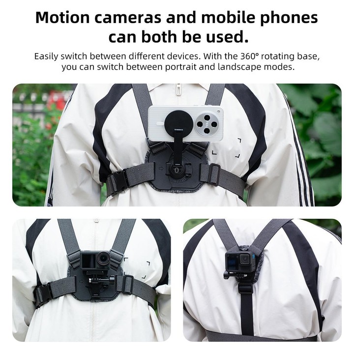 6 in 1 Magnetic Base Vest-style Photography Chest Strap Body Mount Belt with Mount & Screw