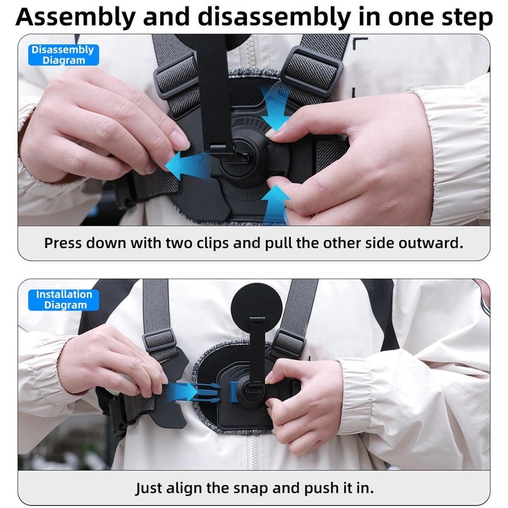 6 in 1 Magnetic Ring Base Vest-style Photography Chest Strap Body Mount Belt with Mount & Screw