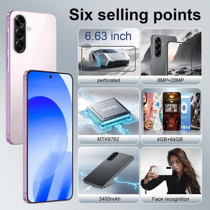 A56 / ZKA6, 4GB+64GB, 6.63 inch Android 12 MTK6762 Quad Core, Network: 4G, Dual SIM, Plug:US Plug(Pink)