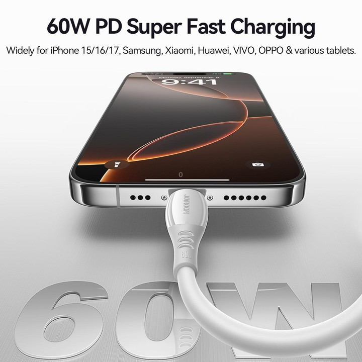 JOYROOM S-A59 Vibrant Series 60W Type-C to Type-C Fast Charging Data Cable, Length:1.2m(White)