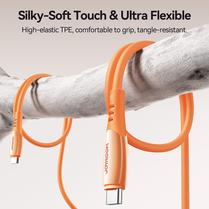 JOYROOM S-A59 Vibrant Series 60W Type-C to Type-C Fast Charging Data Cable, Length:1.2m(Orange)