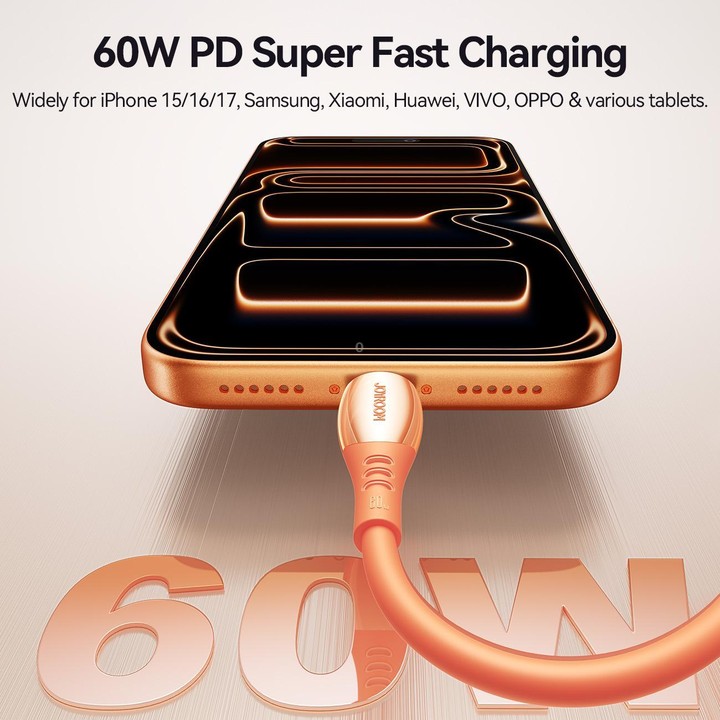JOYROOM S-A59 Vibrant Series 60W Type-C to Type-C Fast Charging Data Cable, Length:1.2m(Orange)