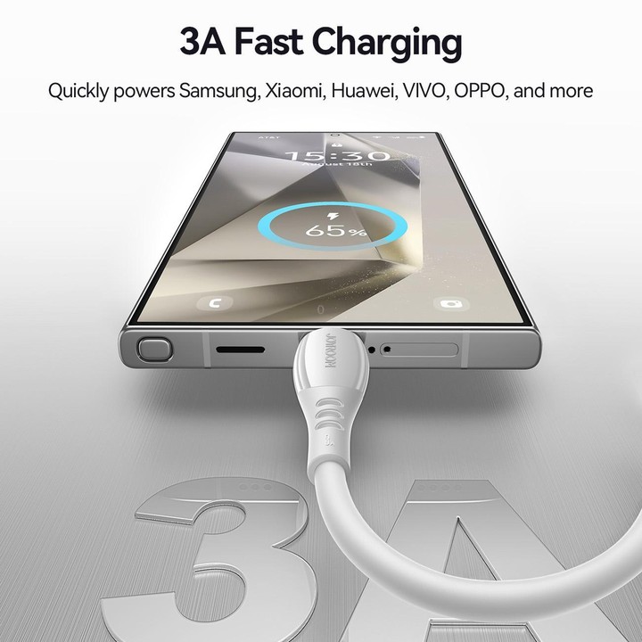 JOYROOM S-A59 Vibrant Series 3A USB to Type-C Fast Charging Data Cable, Length:1.2m(White)