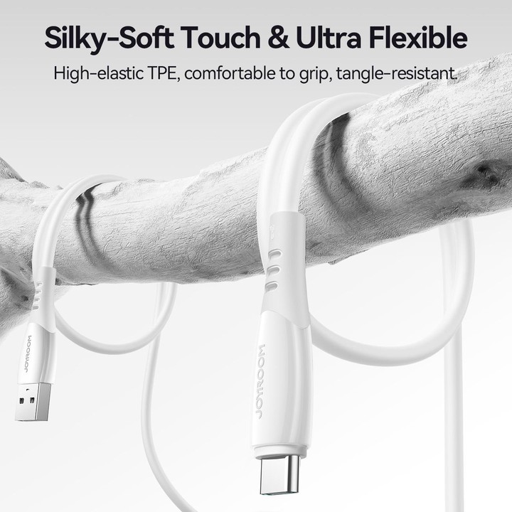 JOYROOM S-A59 Vibrant Series 3A USB to Type-C Fast Charging Data Cable, Length:1.2m(White)