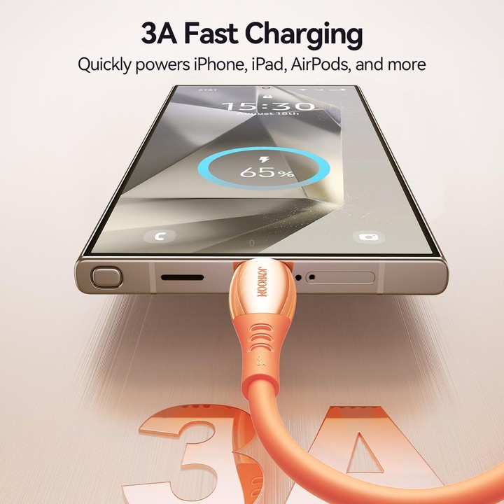 JOYROOM S-A59 Vibrant Series 3A USB to Type-C Fast Charging Data Cable, Length:1.2m(Orange)
