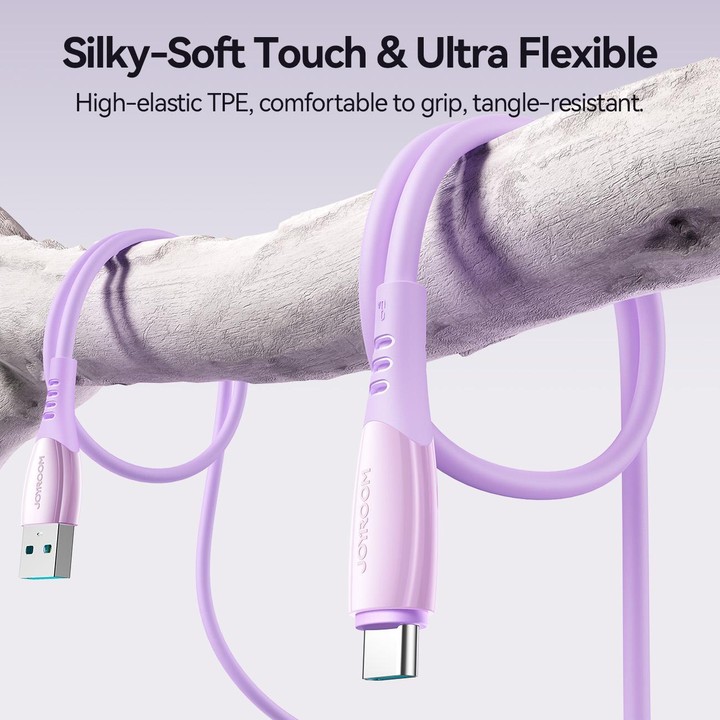 JOYROOM S-A59 Vibrant Series 3A USB to Type-C Fast Charging Data Cable, Length:1.2m(Purple)
