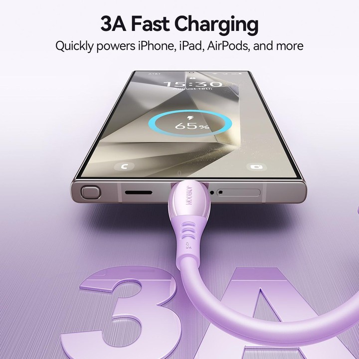 JOYROOM S-A59 Vibrant Series 3A USB to Type-C Fast Charging Data Cable, Length:1.2m(Purple)