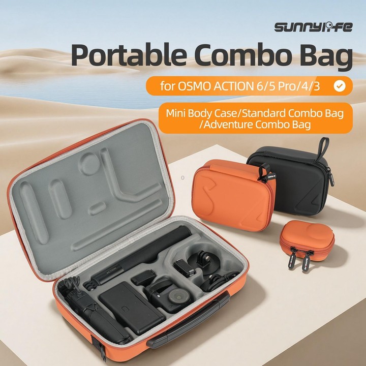 For DJI Osmo Action 6 / 5 Pro / 4 / 3 Sunnylife Portable Carrying Storage Box Adventure Combo Bag(Black)