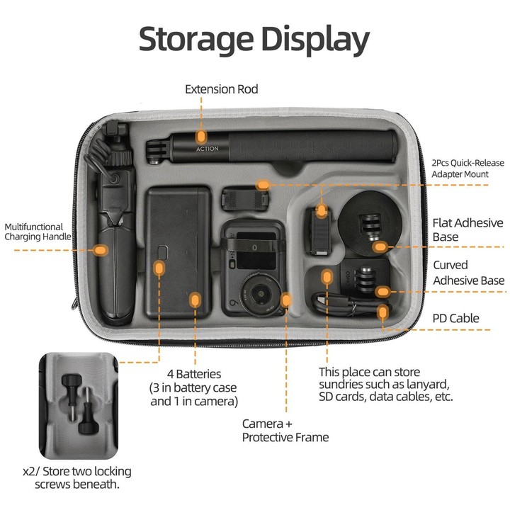 For DJI Osmo Action 6 / 5 Pro / 4 / 3 Sunnylife Portable Carrying Storage Box Adventure Combo Bag(Black)