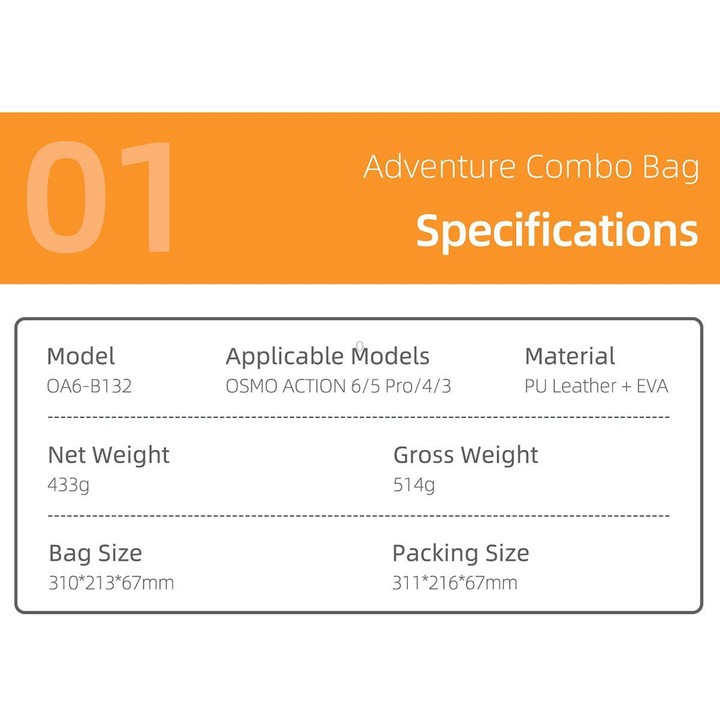 For DJI Osmo Action 6 / 5 Pro / 4 / 3 Sunnylife Portable Carrying Storage Box Adventure Combo Bag(Orange)