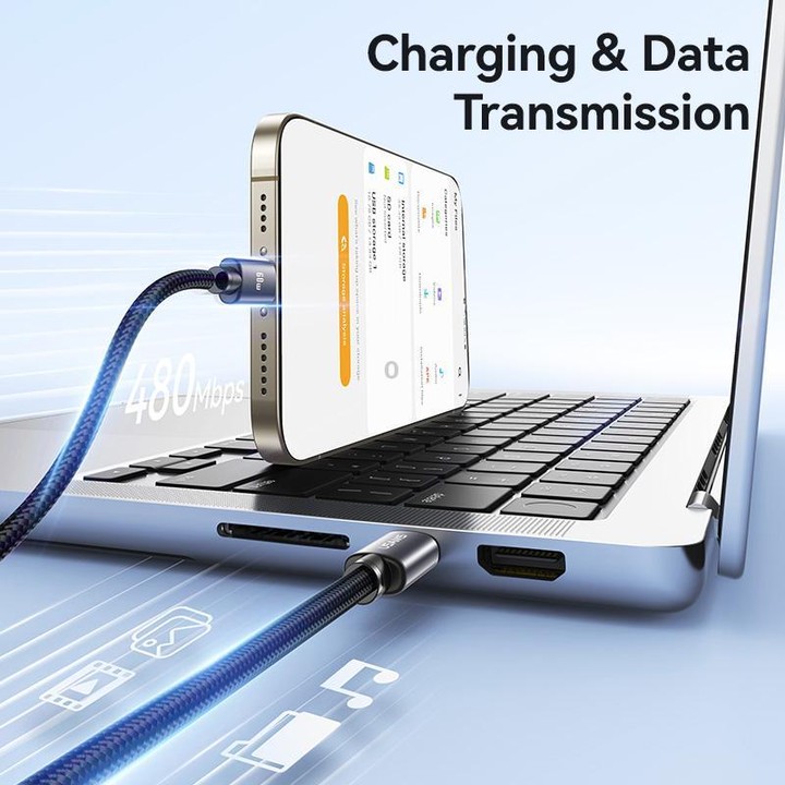 USAMS SJ769 U91 60W Type-C to Type-C Aluminum Alloy Fast Charging Data Cable, Length: 1m(Gun Color)