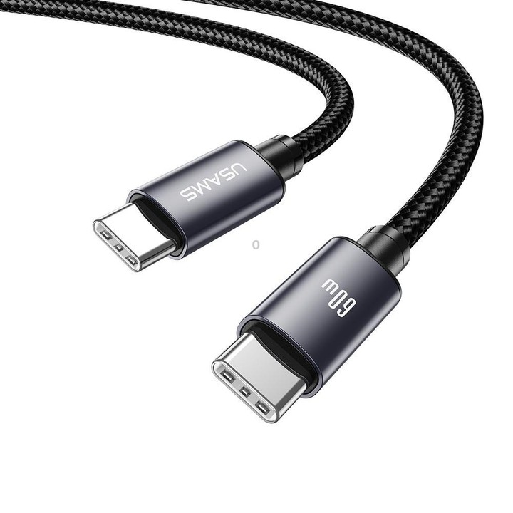 USAMS SJ769 U91 60W Type-C to Type-C Aluminum Alloy Fast Charging Data Cable, Length: 1m(Gun Color)
