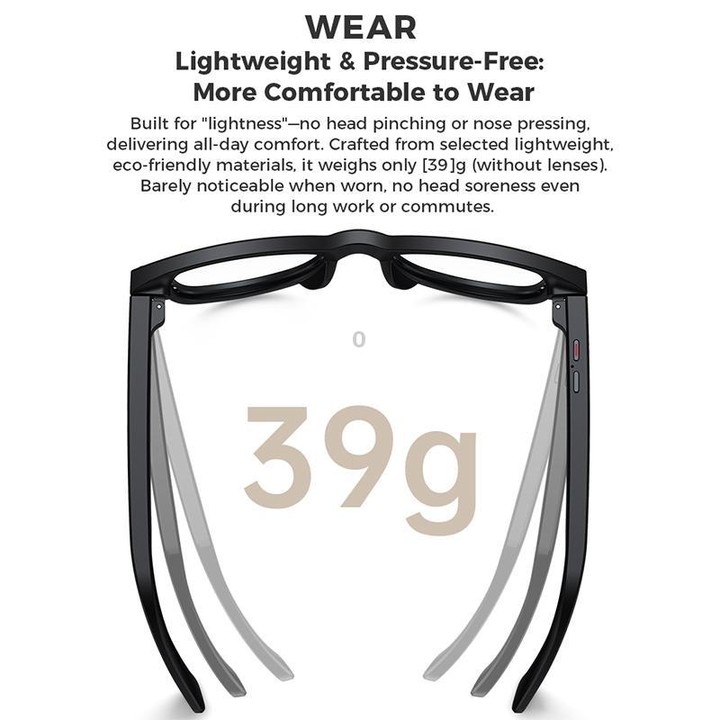 M01S 5MP Smart AI Camera Glasses Supports Voice Calls, Video Recording, WiFi Transmission(Sunglasses Black Frame)