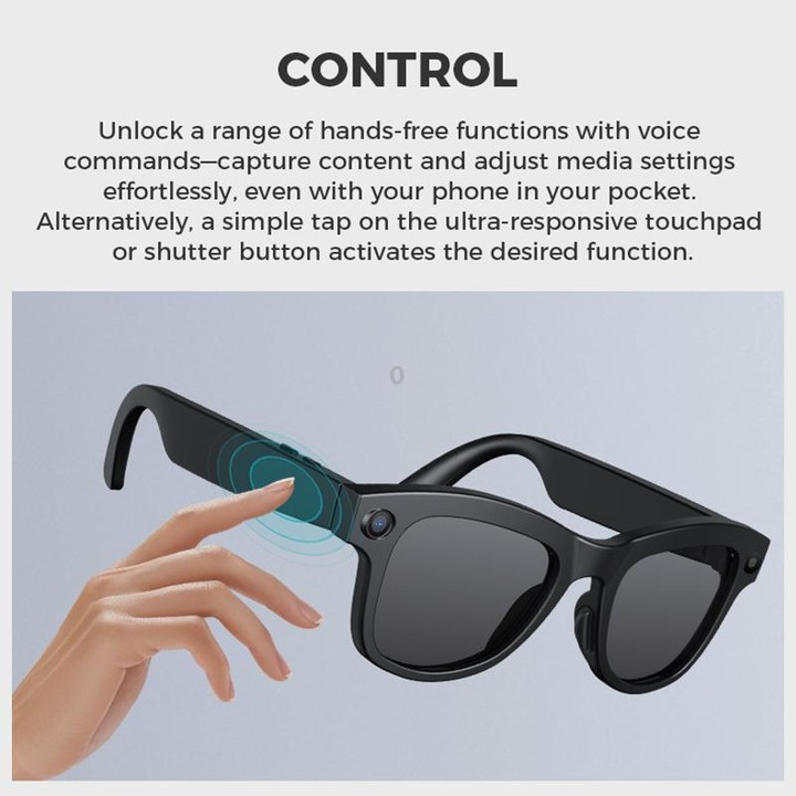 M01S 5MP Smart AI Camera Glasses Supports Voice Calls, Video Recording, WiFi Transmission(Sunglasses Black Frame)