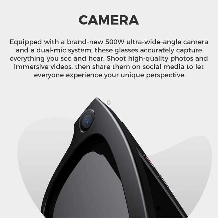 M01S 5MP Smart AI Camera Glasses Supports Voice Calls, Video Recording, WiFi Transmission(Sunglasses Black Frame)