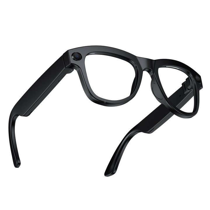 M01S 5MP Smart AI Camera Glasses Supports Voice Calls, Video Recording, WiFi Transmission(Transparent Lenses Black Frame)