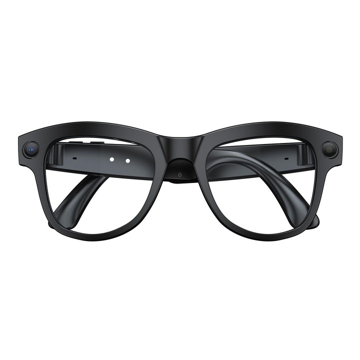 M01S 5MP Smart AI Camera Glasses Supports Voice Calls, Video Recording, WiFi Transmission(Transparent Lenses Black Frame)