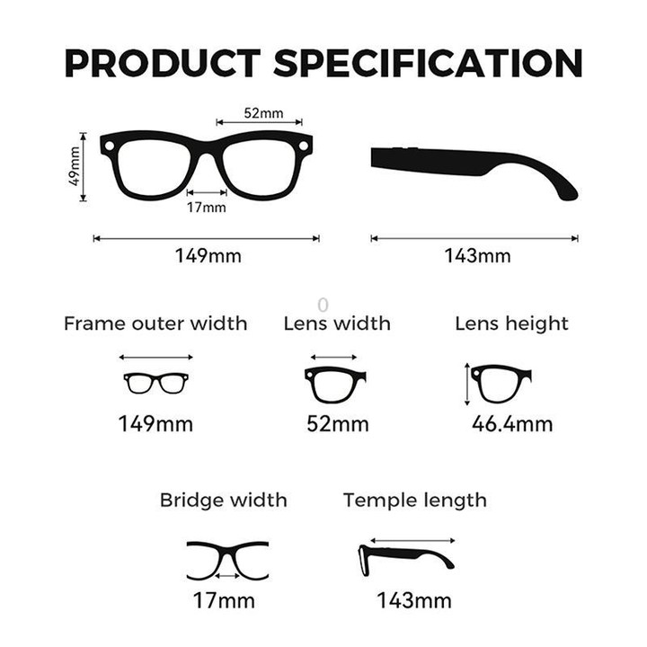 M01S 5MP Smart AI Camera Glasses Supports Voice Calls, Video Recording, WiFi Transmission(Transparent Lenses Black Frame)