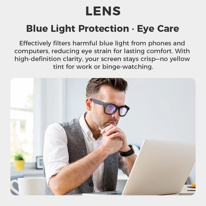 M01S 5MP Smart AI Camera Glasses Supports Voice Calls, Video Recording, WiFi Transmission(Transparent Lenses Black Frame)