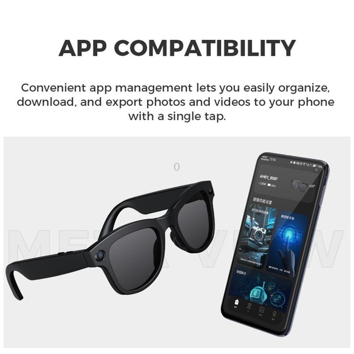 M01S 5MP Smart AI Camera Glasses Supports Voice Calls, Video Recording, WiFi Transmission(Sunglasses Red Frame)