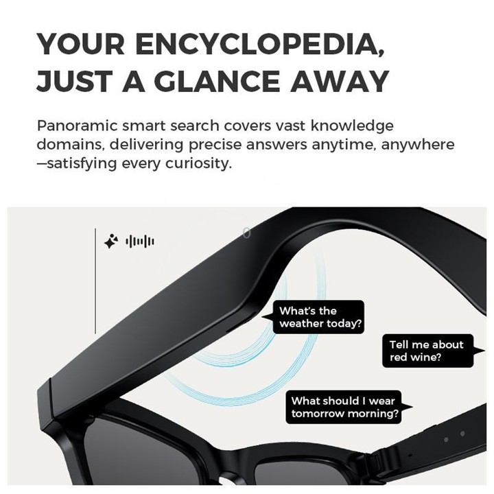 M01S 5MP Smart AI Camera Glasses Supports Voice Calls, Video Recording, WiFi Transmission(Sunglasses Beige White Frame)