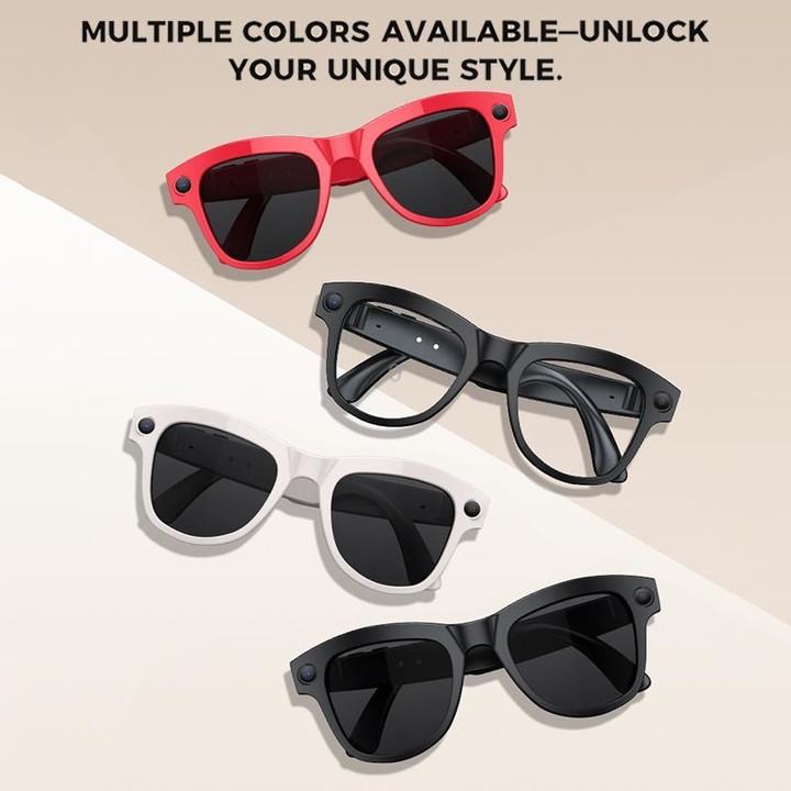 M01S 5MP Smart AI Camera Glasses Supports Voice Calls, Video Recording, WiFi Transmission(Sunglasses Beige White Frame)