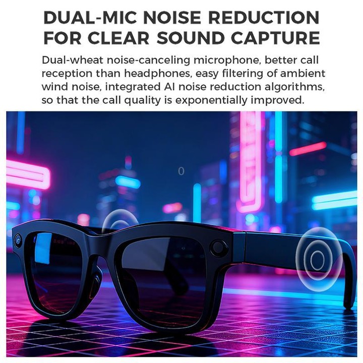 M01S 5MP Smart AI Camera Glasses Supports Voice Calls, Video Recording, WiFi Transmission(Sunglasses Beige White Frame)