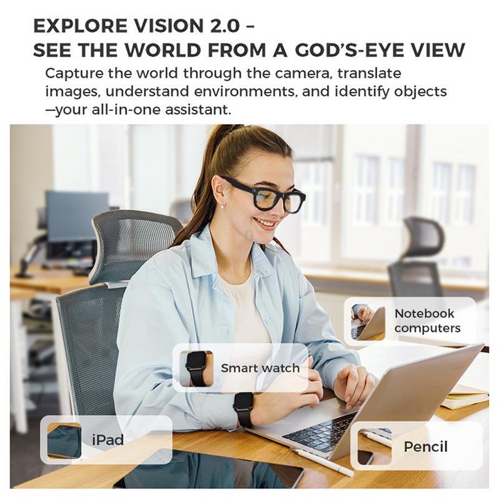M01S 5MP Smart AI Camera Glasses Supports Voice Calls, Video Recording, WiFi Transmission(Sunglasses Beige White Frame)