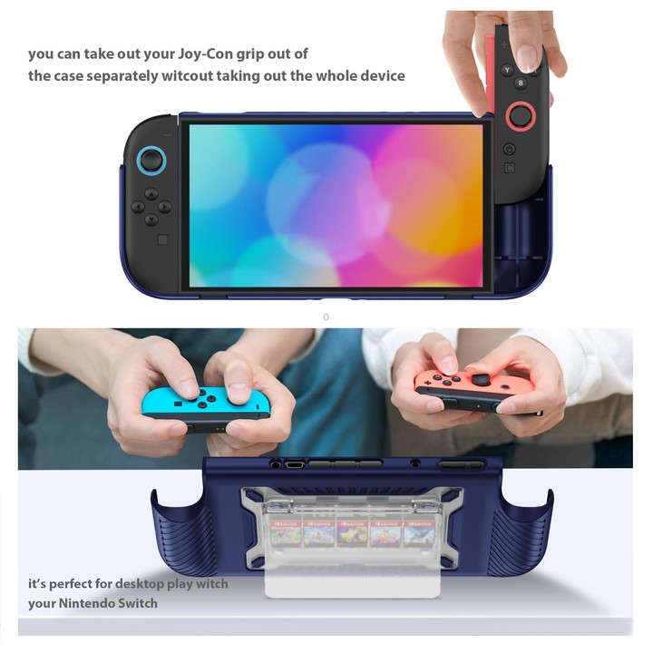 For Nintendo Switch 2 Anti-slip Textured TPU Hybrid PC Gaming Console Protective Case with Card Slot(Blue)