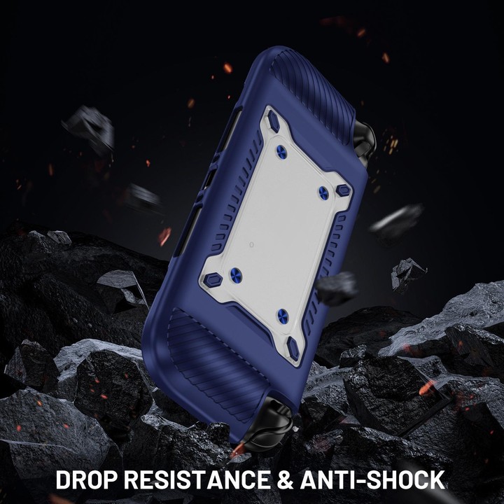 For Nintendo Switch 2 Anti-slip Textured TPU Hybrid PC Gaming Console Protective Case with Card Slot(Blue)
