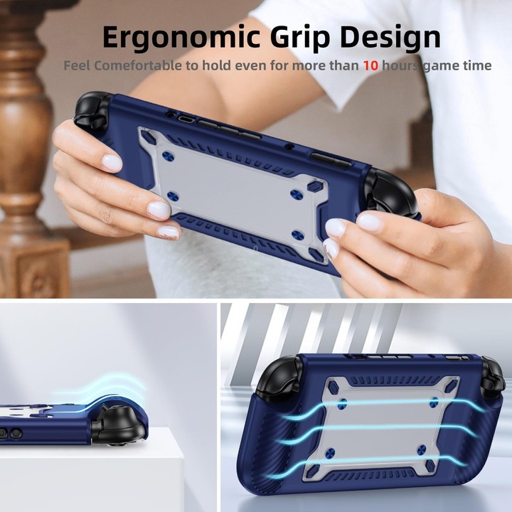 For Nintendo Switch 2 Anti-slip Textured TPU Hybrid PC Gaming Console Protective Case with Card Slot(Blue)