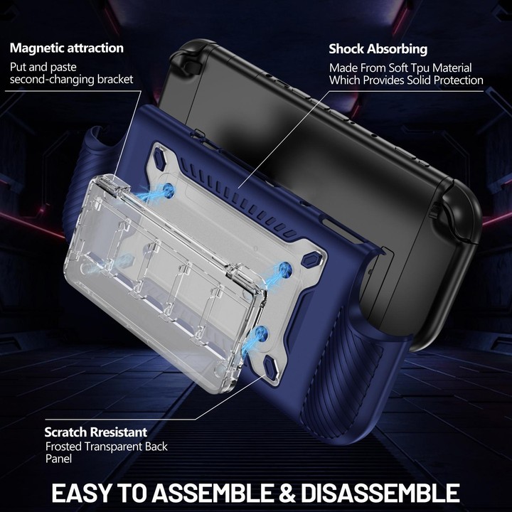 For Nintendo Switch 2 Anti-slip Textured TPU Hybrid PC Gaming Console Protective Case with Card Slot(Blue)