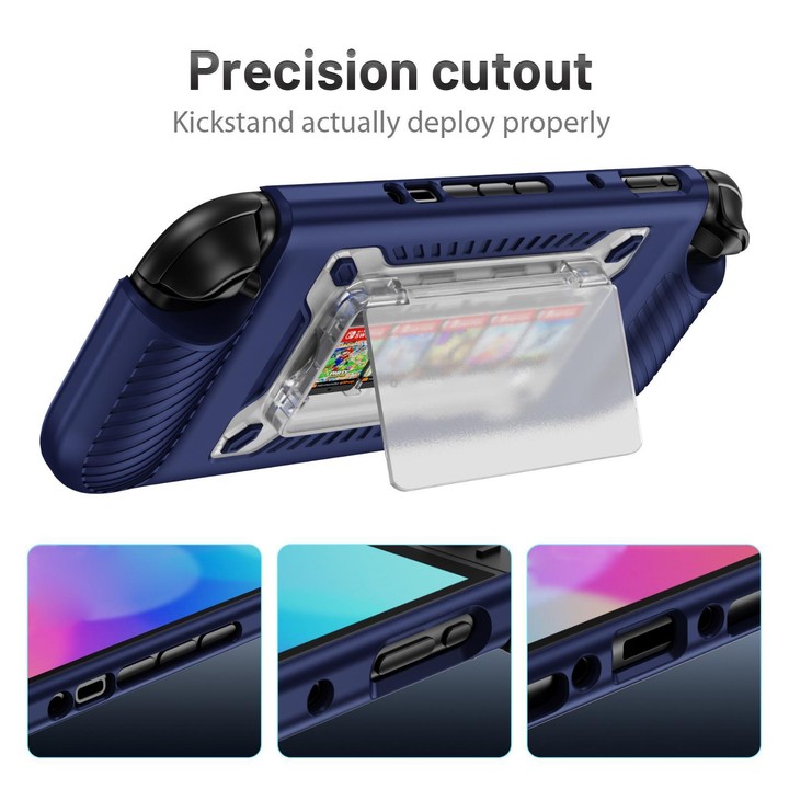 For Nintendo Switch 2 Anti-slip Textured TPU Hybrid PC Gaming Console Protective Case with Card Slot(Blue)