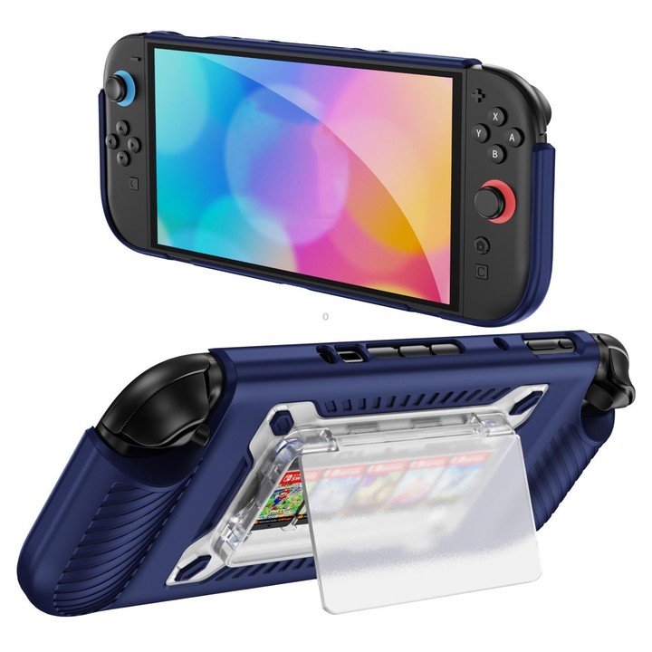 For Nintendo Switch 2 Anti-slip Textured TPU Hybrid PC Gaming Console Protective Case with Card Slot(Blue)
