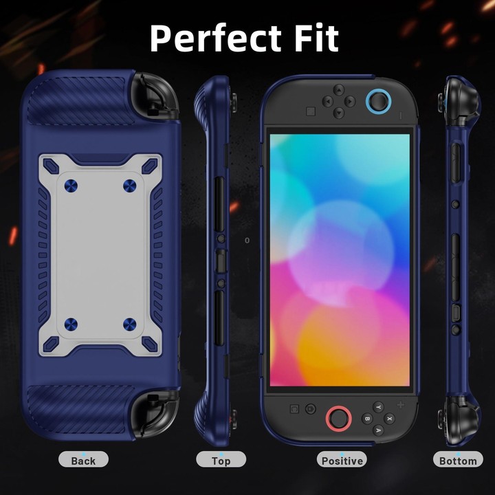For Nintendo Switch 2 Anti-slip Textured TPU Hybrid PC Gaming Console Protective Case with Card Slot(Blue)