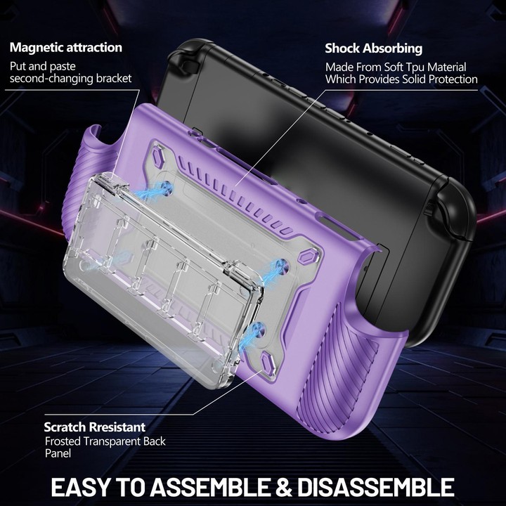 For Nintendo Switch 2 Anti-slip Textured TPU Hybrid PC Gaming Console Protective Case with Card Slot(Purple)