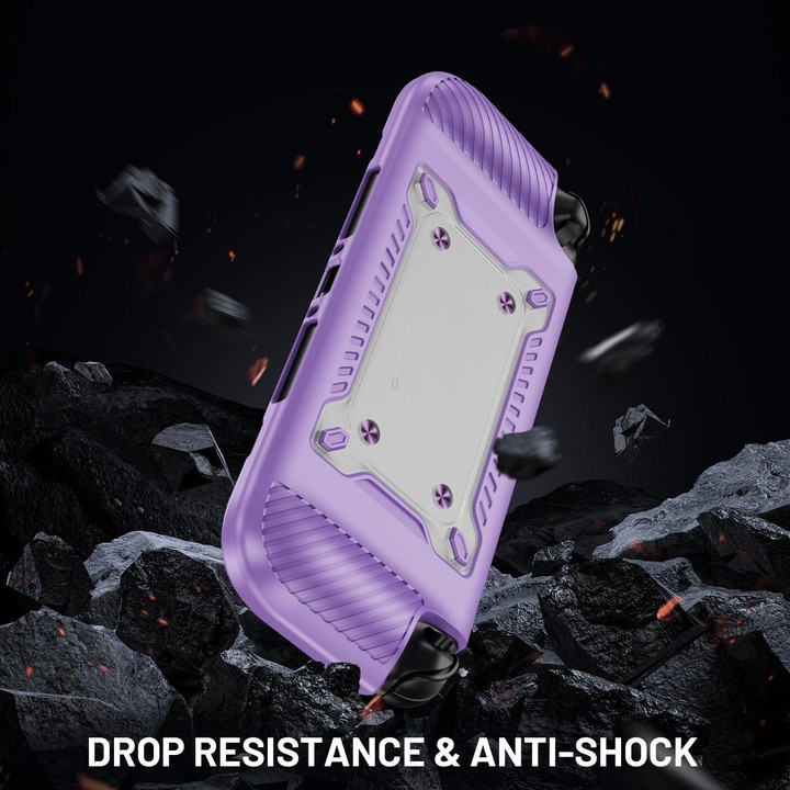 For Nintendo Switch 2 Anti-slip Textured TPU Hybrid PC Gaming Console Protective Case with Card Slot(Purple)