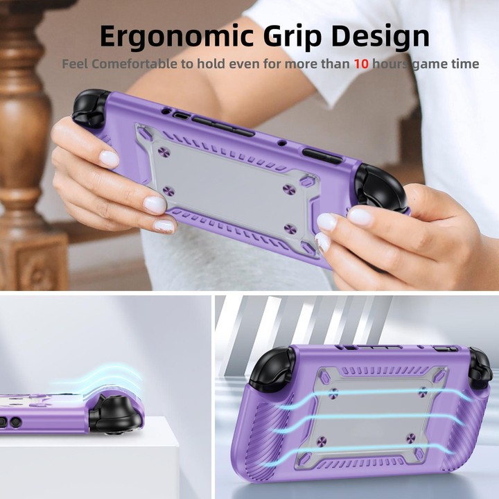 For Nintendo Switch 2 Anti-slip Textured TPU Hybrid PC Gaming Console Protective Case with Card Slot(Purple)