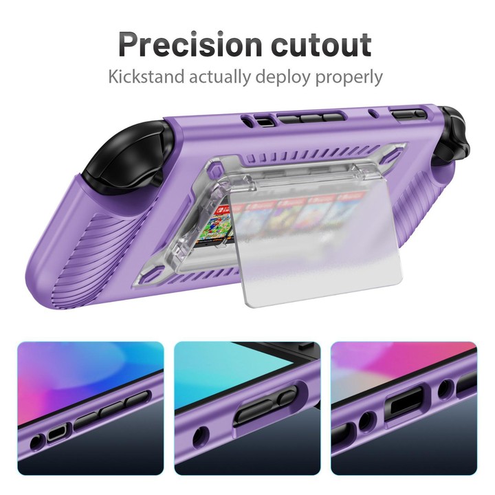 For Nintendo Switch 2 Anti-slip Textured TPU Hybrid PC Gaming Console Protective Case with Card Slot(Purple)
