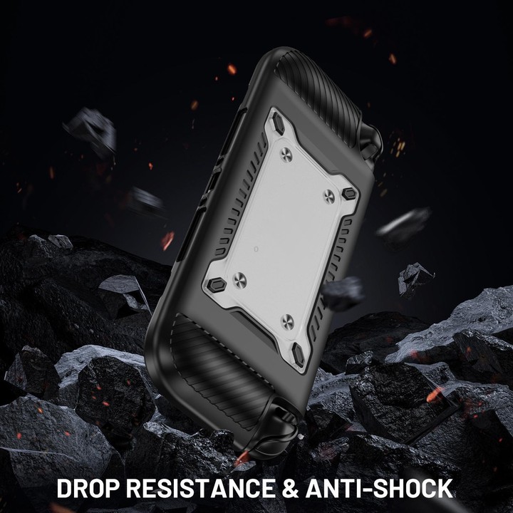 For Nintendo Switch 2 Anti-slip Textured TPU Hybrid PC Gaming Console Protective Case with Card Slot(Black)