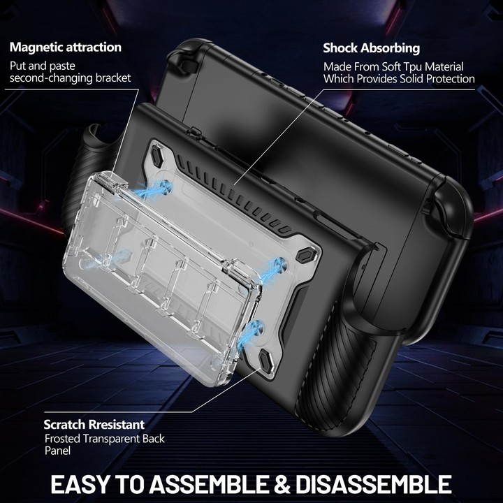 For Nintendo Switch 2 Anti-slip Textured TPU Hybrid PC Gaming Console Protective Case with Card Slot(Black)